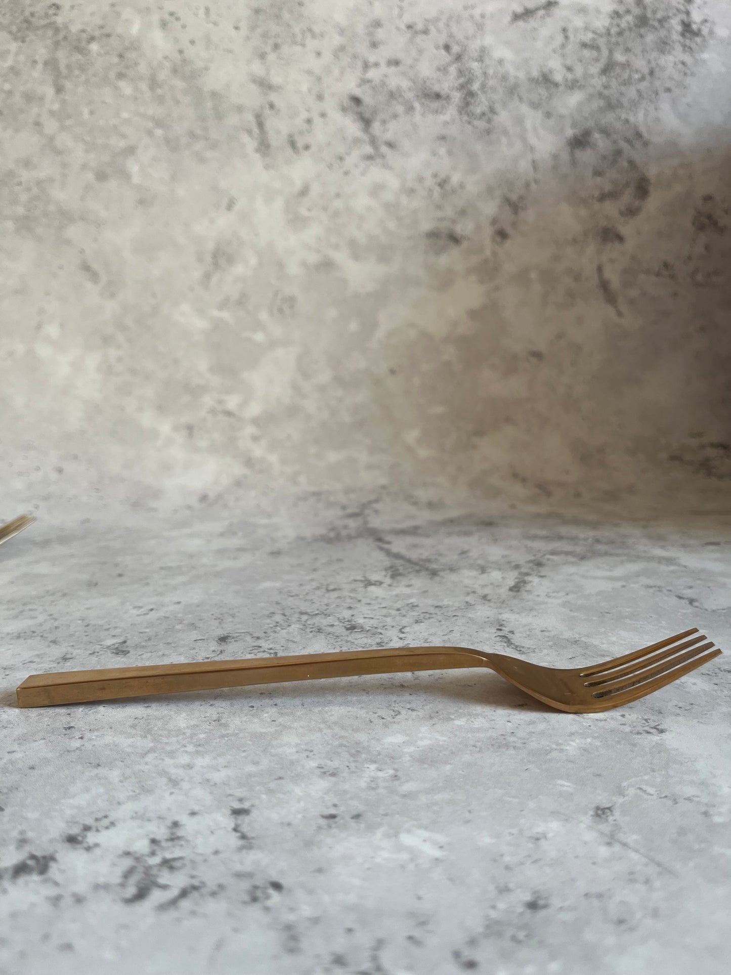 Vintage 1970’s Thai Gold Tone Dinner Forks Set Of Six Angular Design