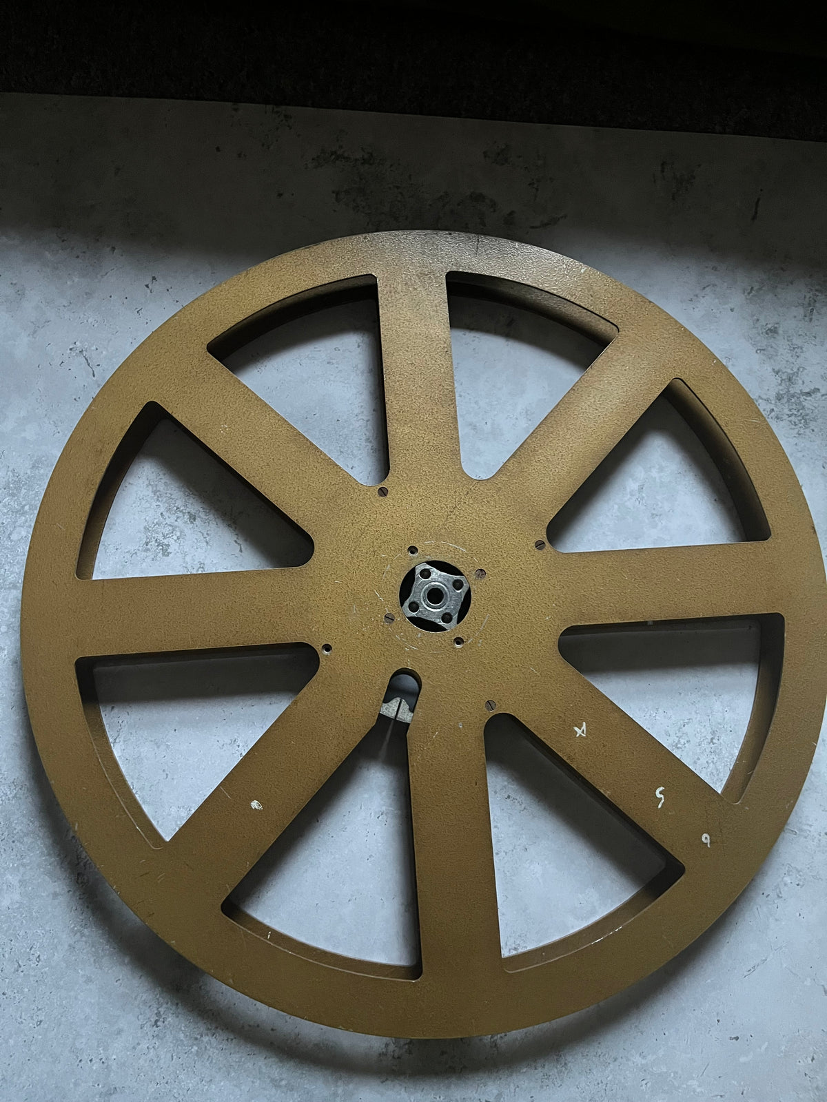 Vintage 24 inch 35mm Platter Film Reel Gold Coloured Professional Use