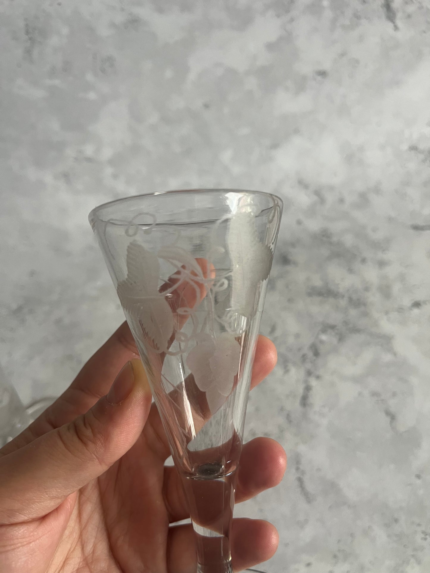 Antique Georgian Pair Of Engraved Dwarf Ale Glasses Barley Hop Design