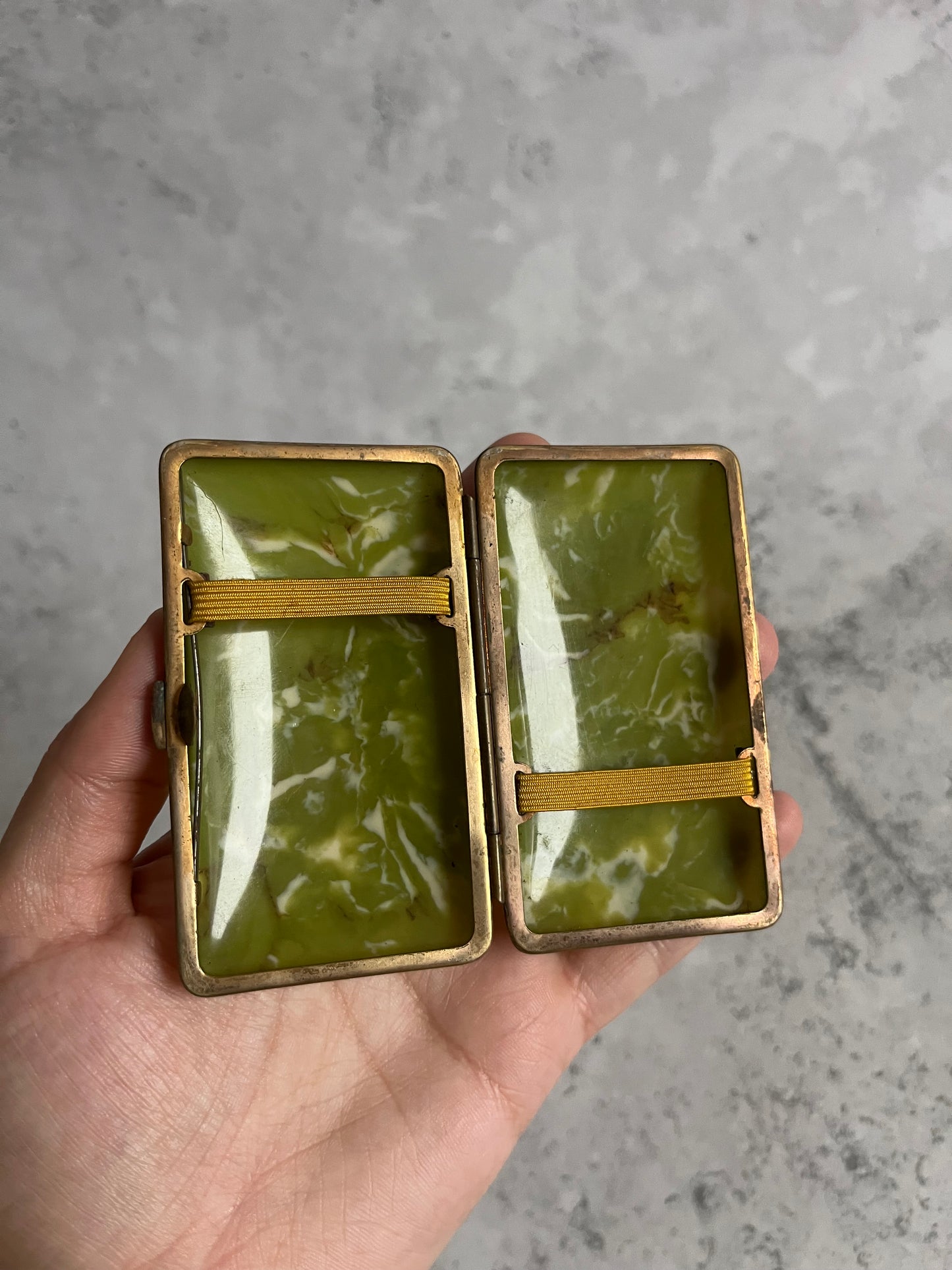 Vintage Celluloid Green Marble Effect Cigarette Case Small Portable Case
