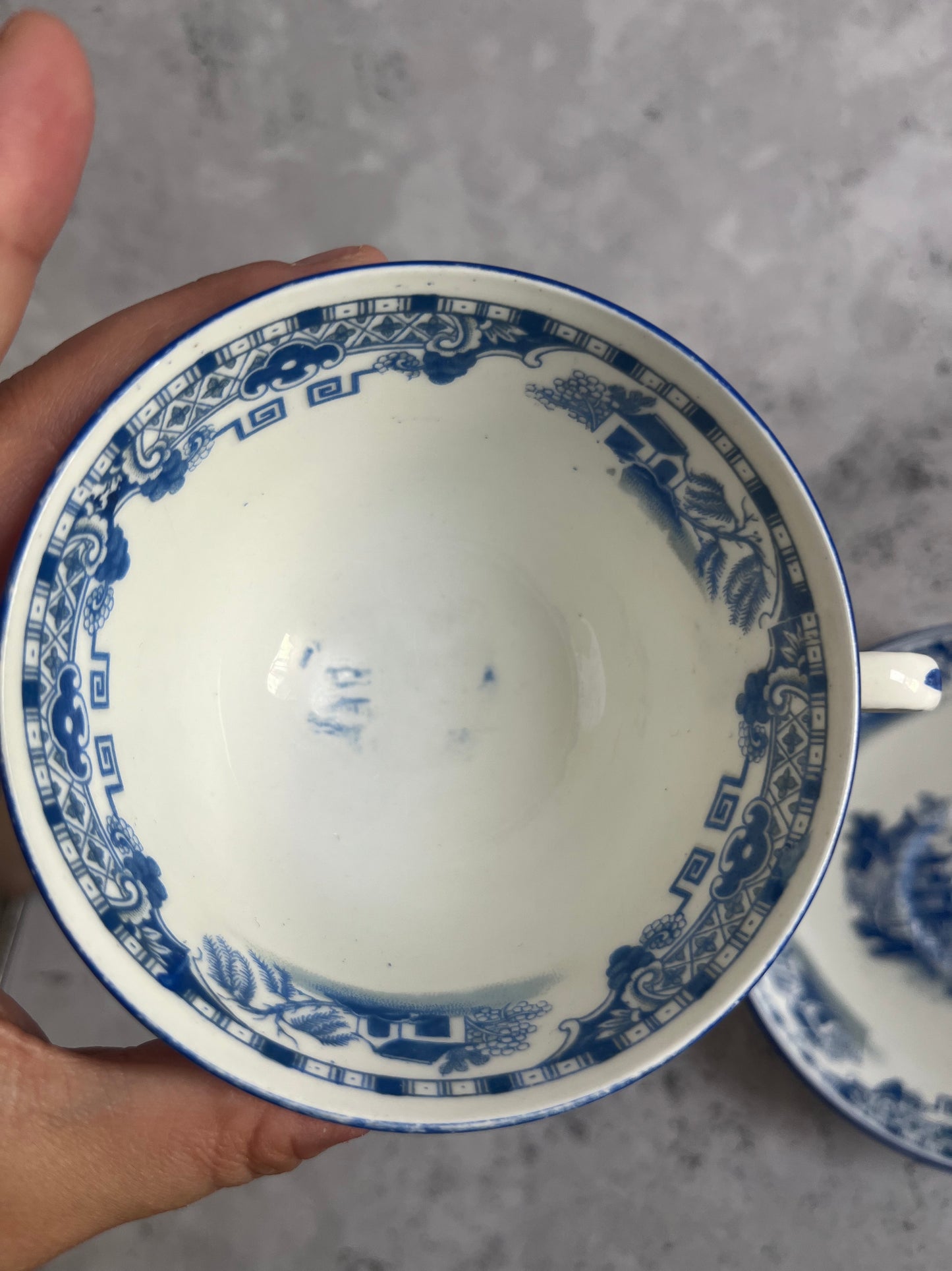 Grimwade Atlas China Blue Willow Pattern Teacup & Saucer 1930s Transferware