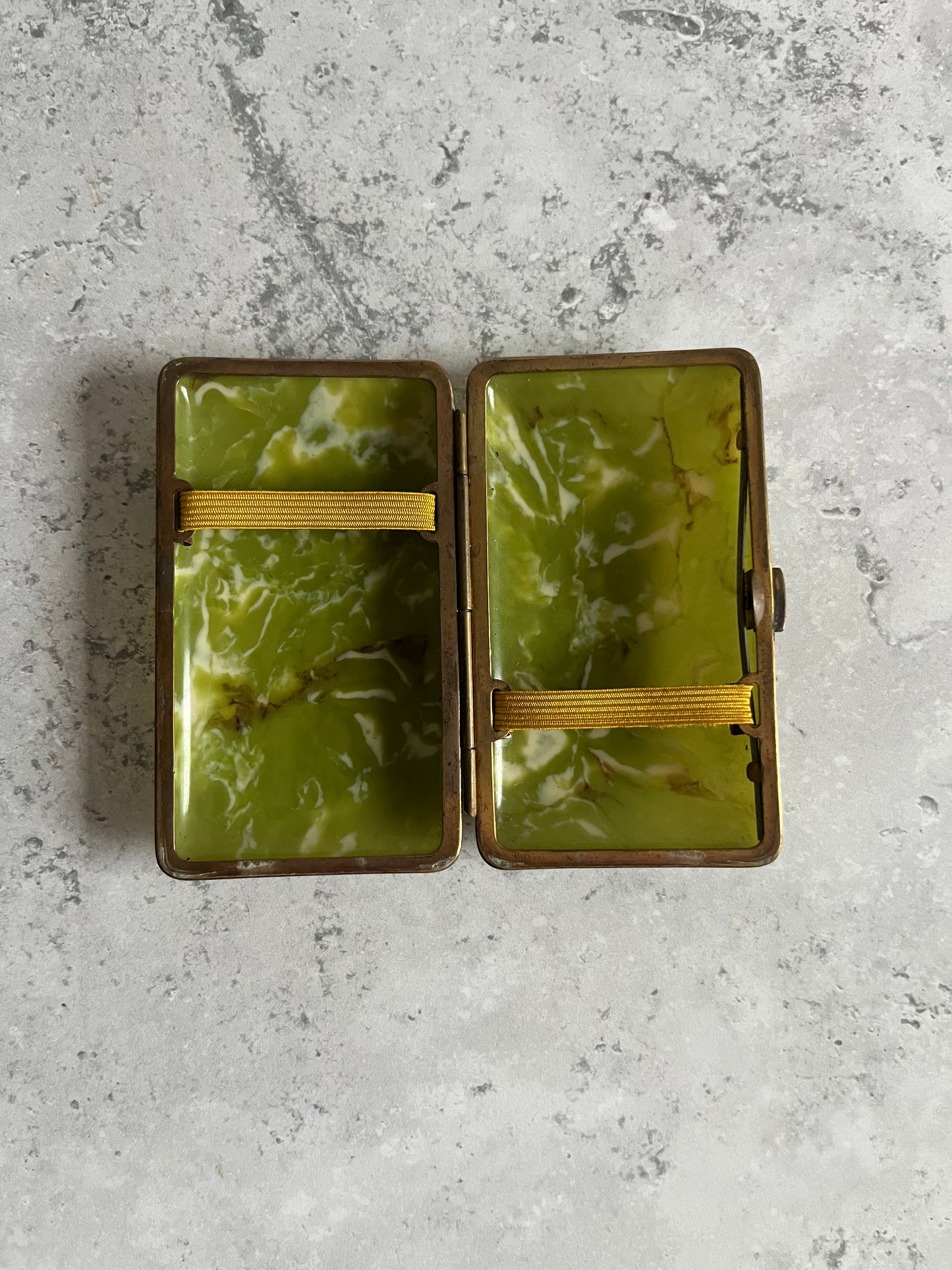 Vintage Celluloid Green Marble Effect Cigarette Case Small Portable Case
