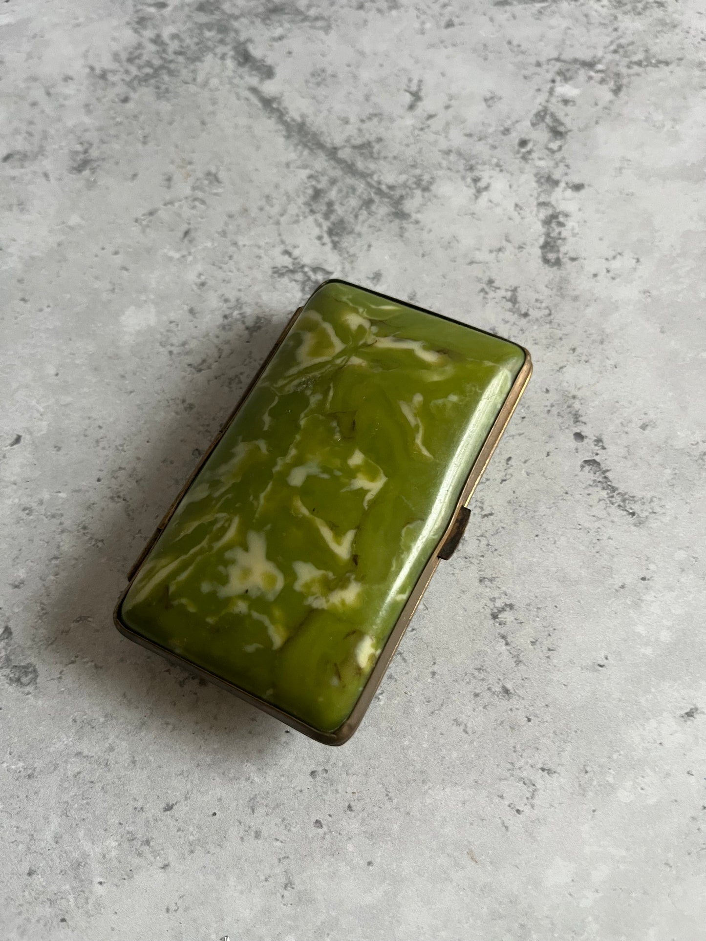 Vintage Celluloid Green Marble Effect Cigarette Case Small Portable Case