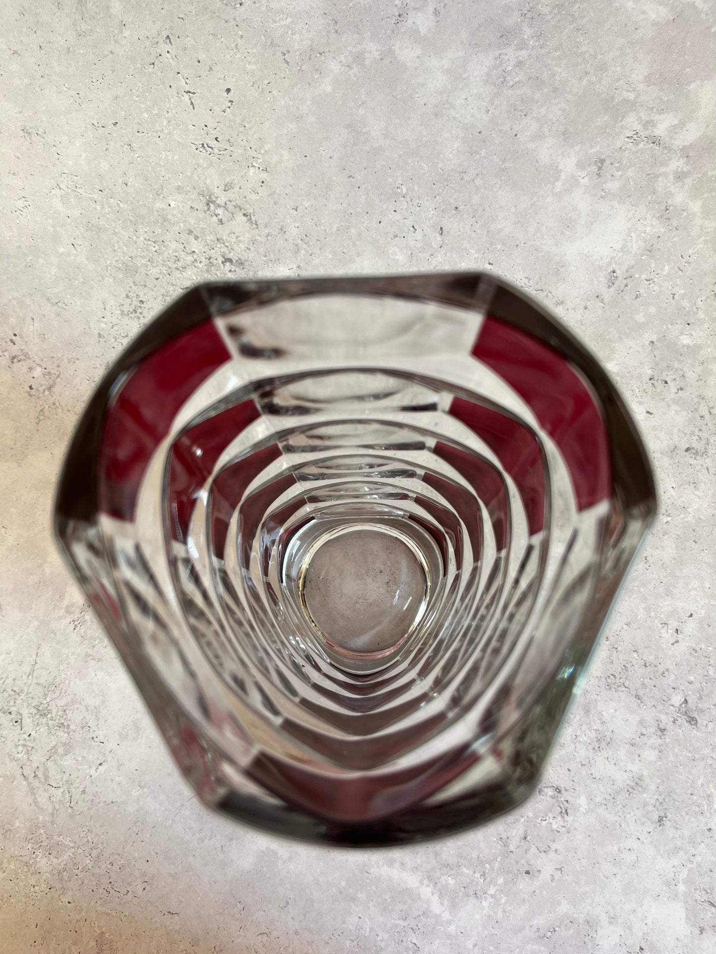 Vintage Luminarc Windsor Rubis Glass Vase 24cm H Retro 1970’s Style