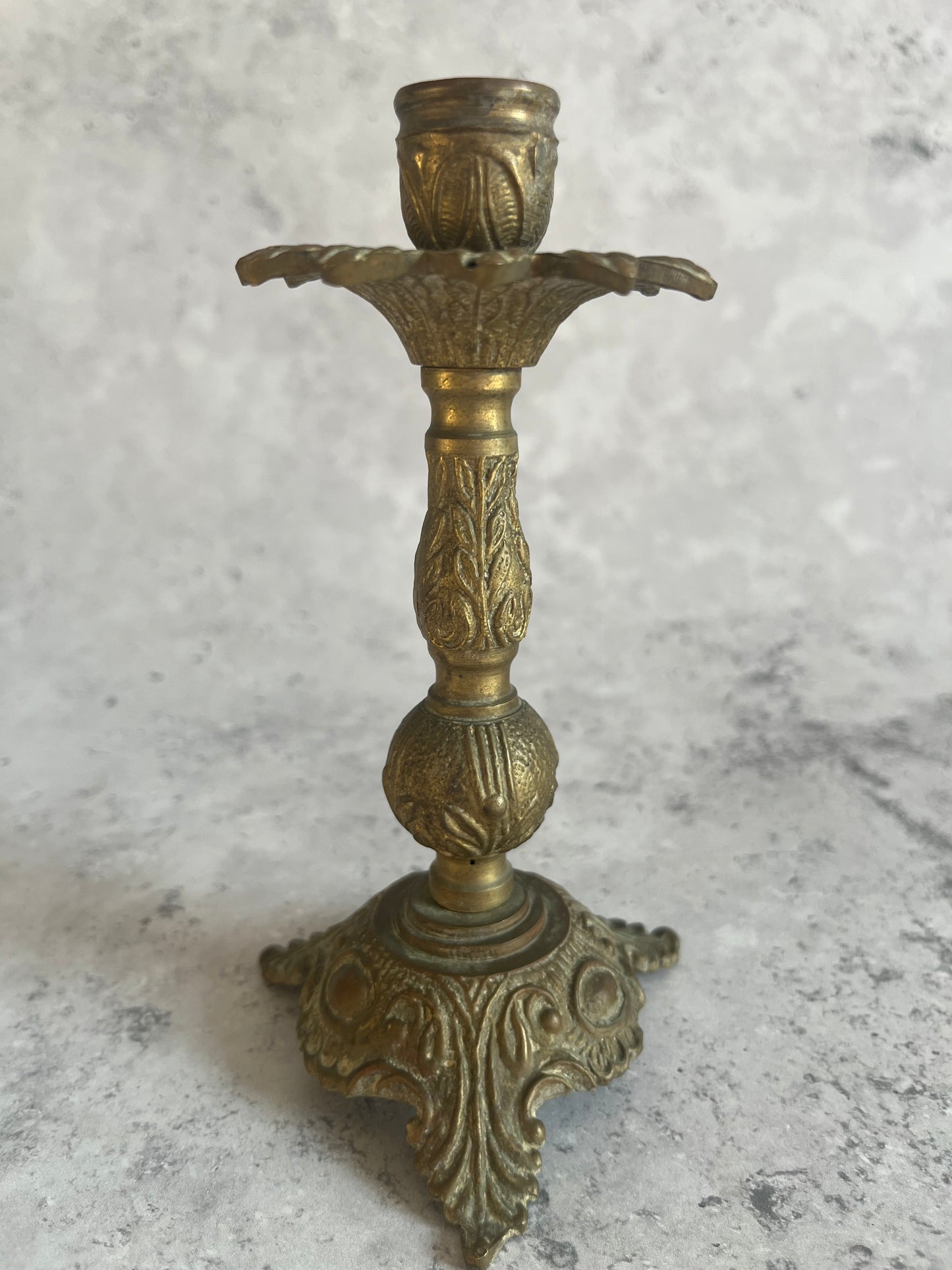 Vintage French Rococo Revival Single Candlestick Ornate Design