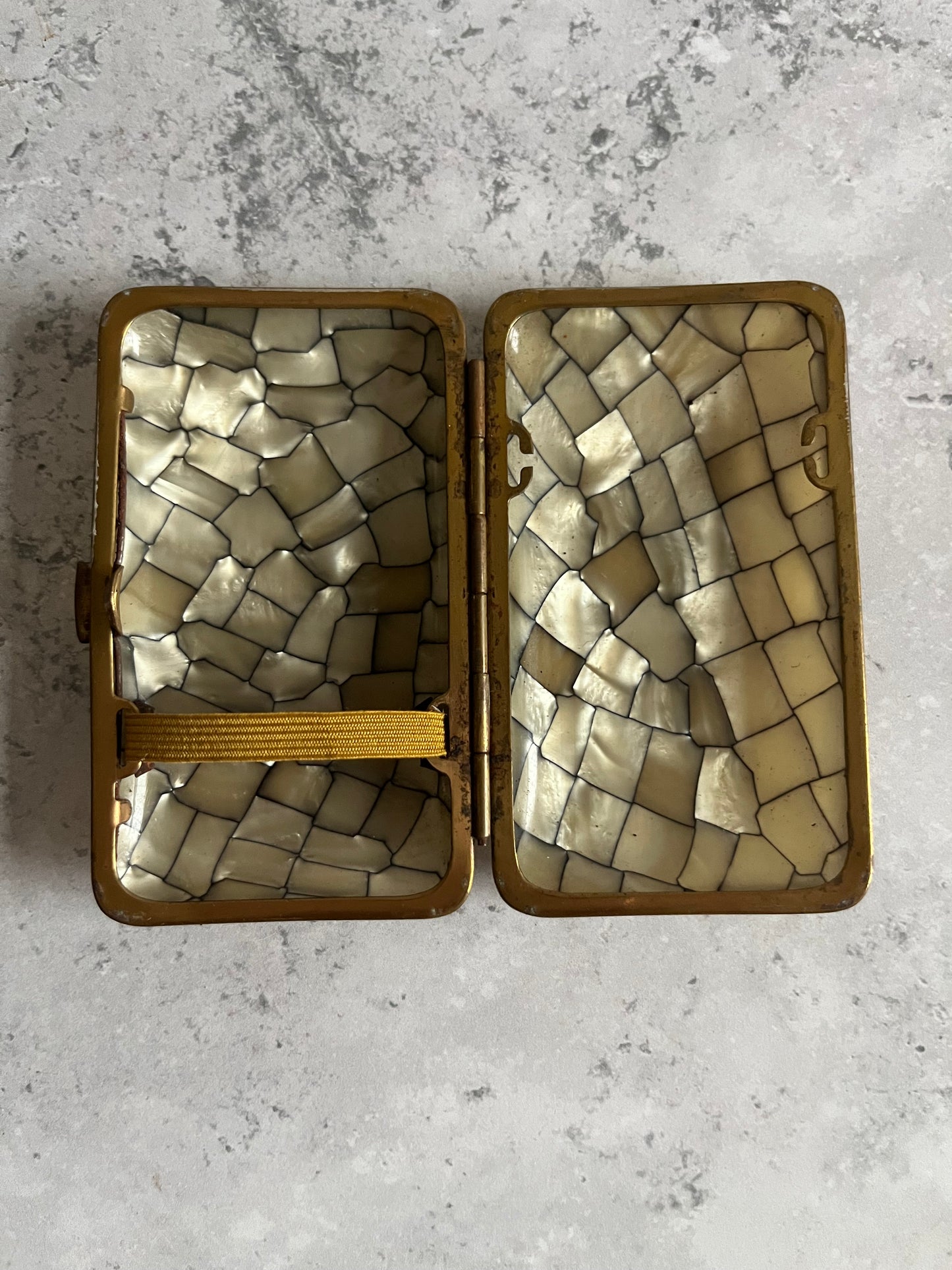 Vintage Mother Of Pearl Mosaic Pattern Cigarette Case Portable Case
