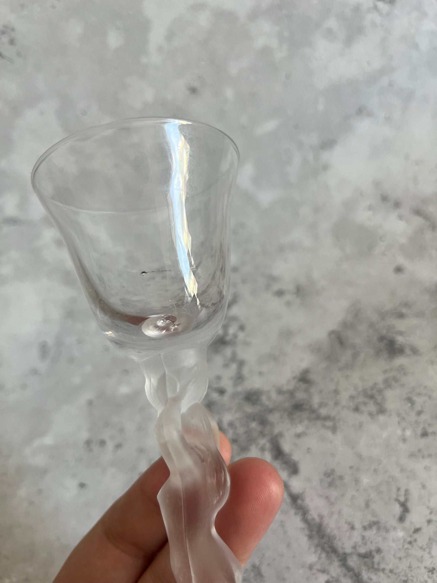 French Bayel Crystal Nude Frosted Venus Stem Liqueur Glasses Set Of 5