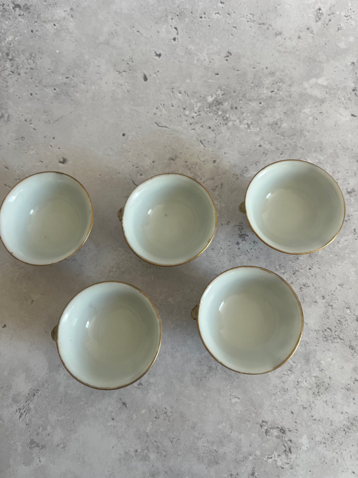 Vintage Japanese Kutani Set Of 5 Whistling Sake Cups Seated Figure Design