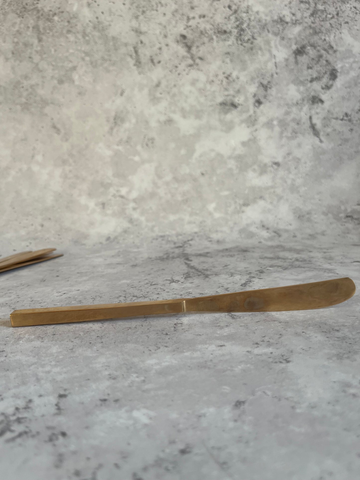 Vintage 1970’s Thai Gold Tone Butter Knives Set Of Six Angular Design