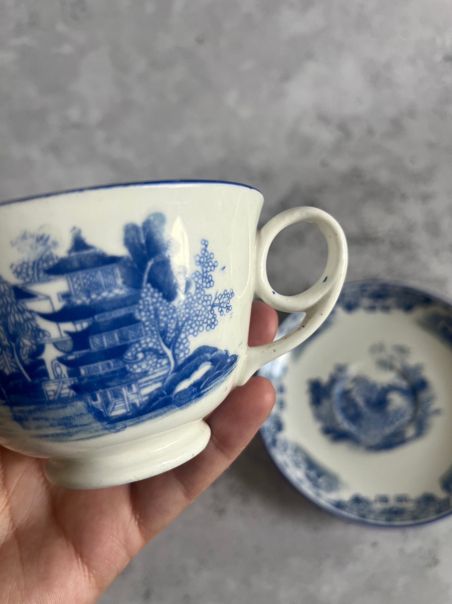 Grimwade Atlas China Blue Willow Pattern Teacup & Saucer 1930s Transferware
