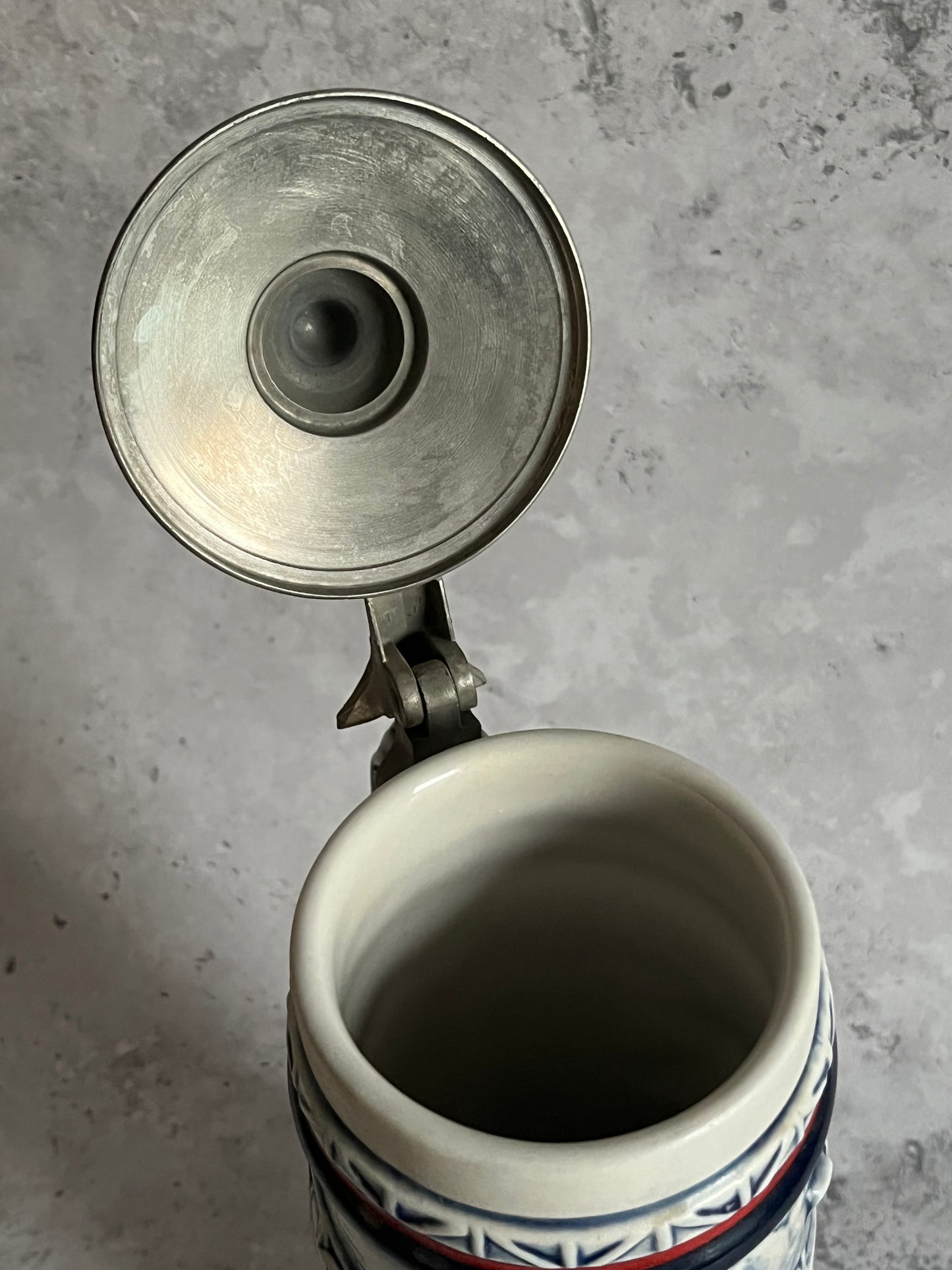 Vintage Avon Handcrafted Aviation Themed Stein 1981 Tankard With Lid