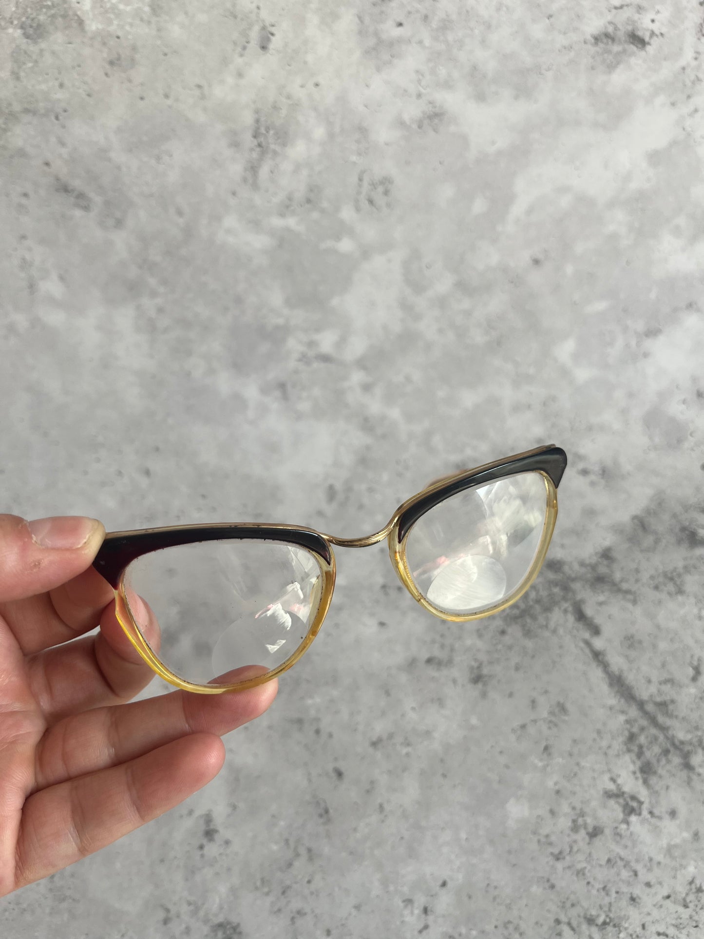 Vintage Black Clear Catseye Spectacles Adult Eyeglasses With Case