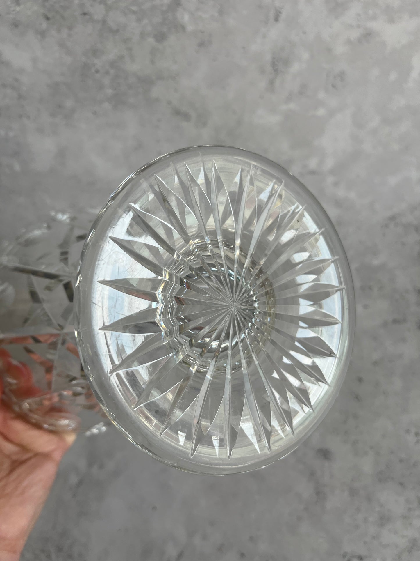 Vintage Clear Glass Art Deco Style Conical Vase Footed 7.5’’ High