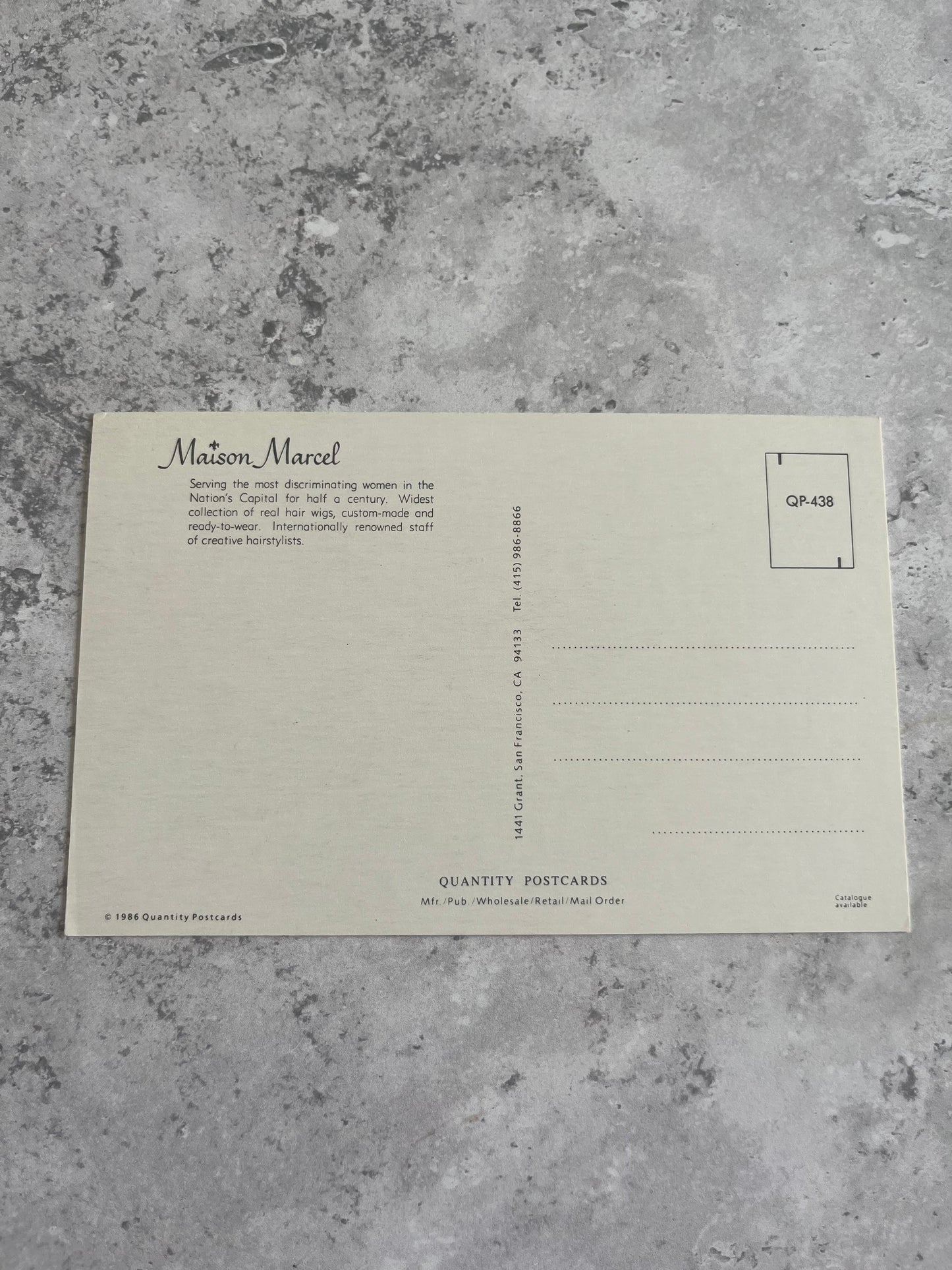 Vintage Maison Marcel Wig Advertising Blank Postcard 1980s