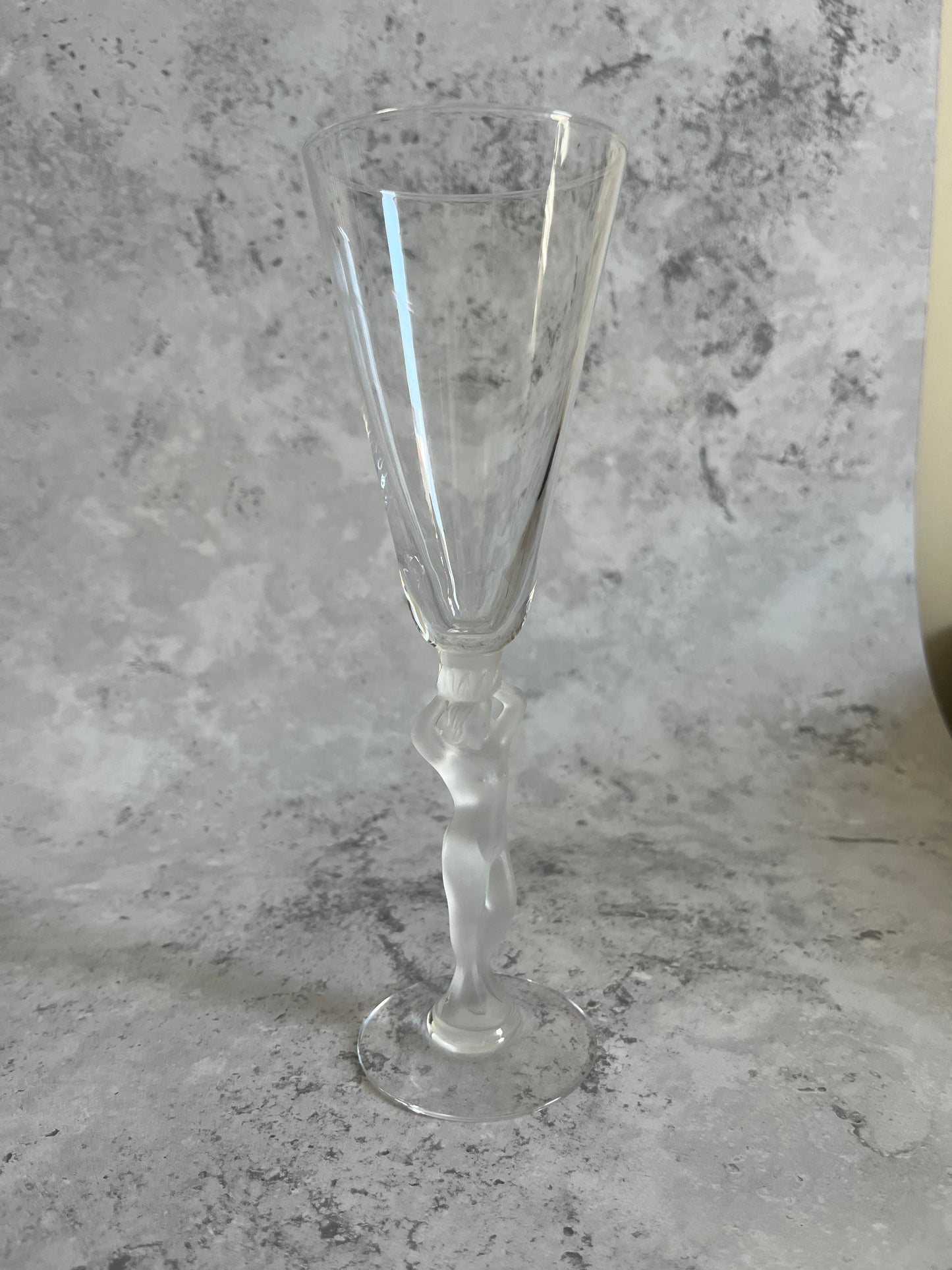 French Bayel Crystal Nude Frosted Venus Stem Champagne Flutes Set Of 6