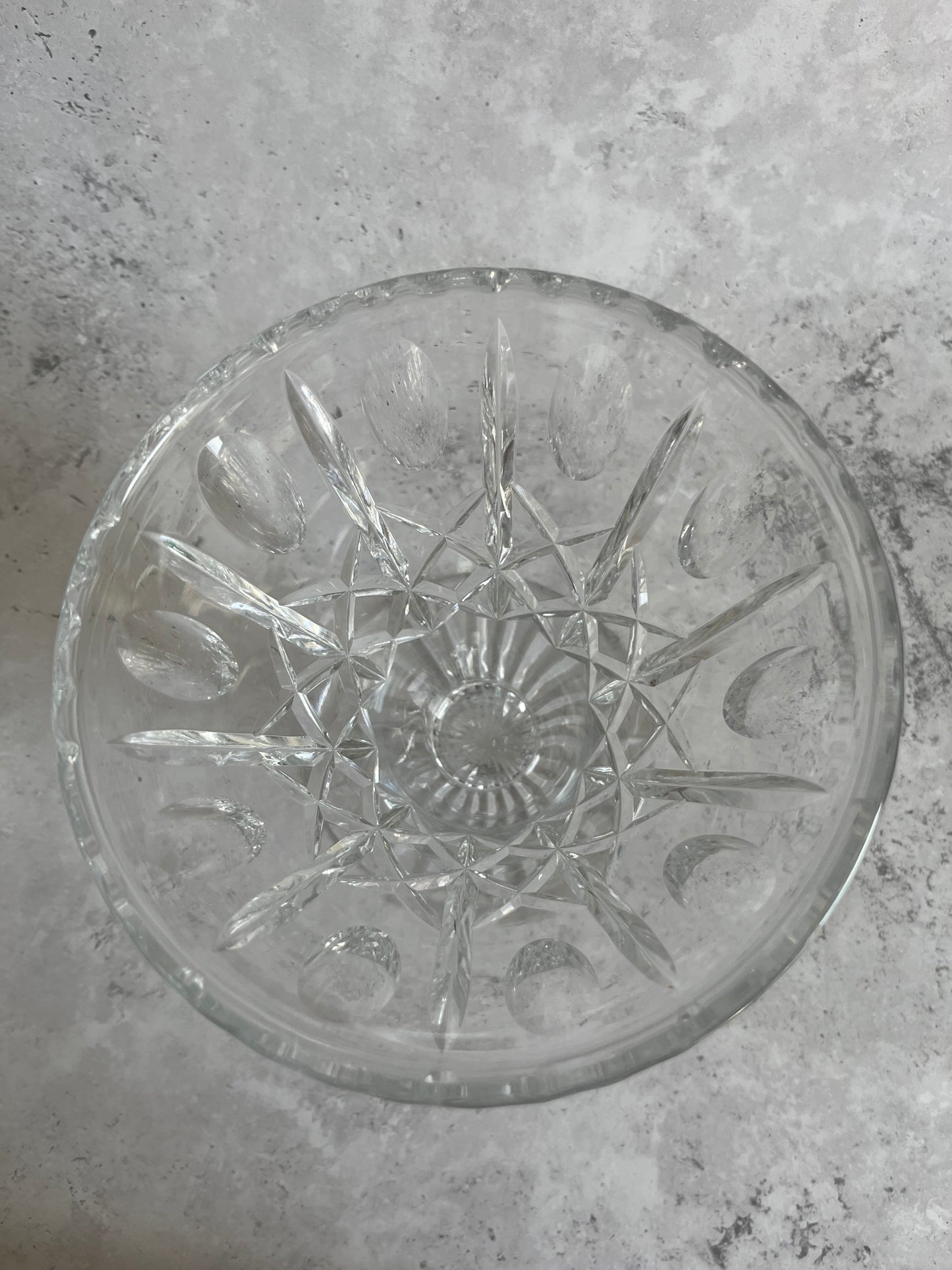 Vintage Clear Glass Art Deco Style Conical Vase Footed 7.5’’ High