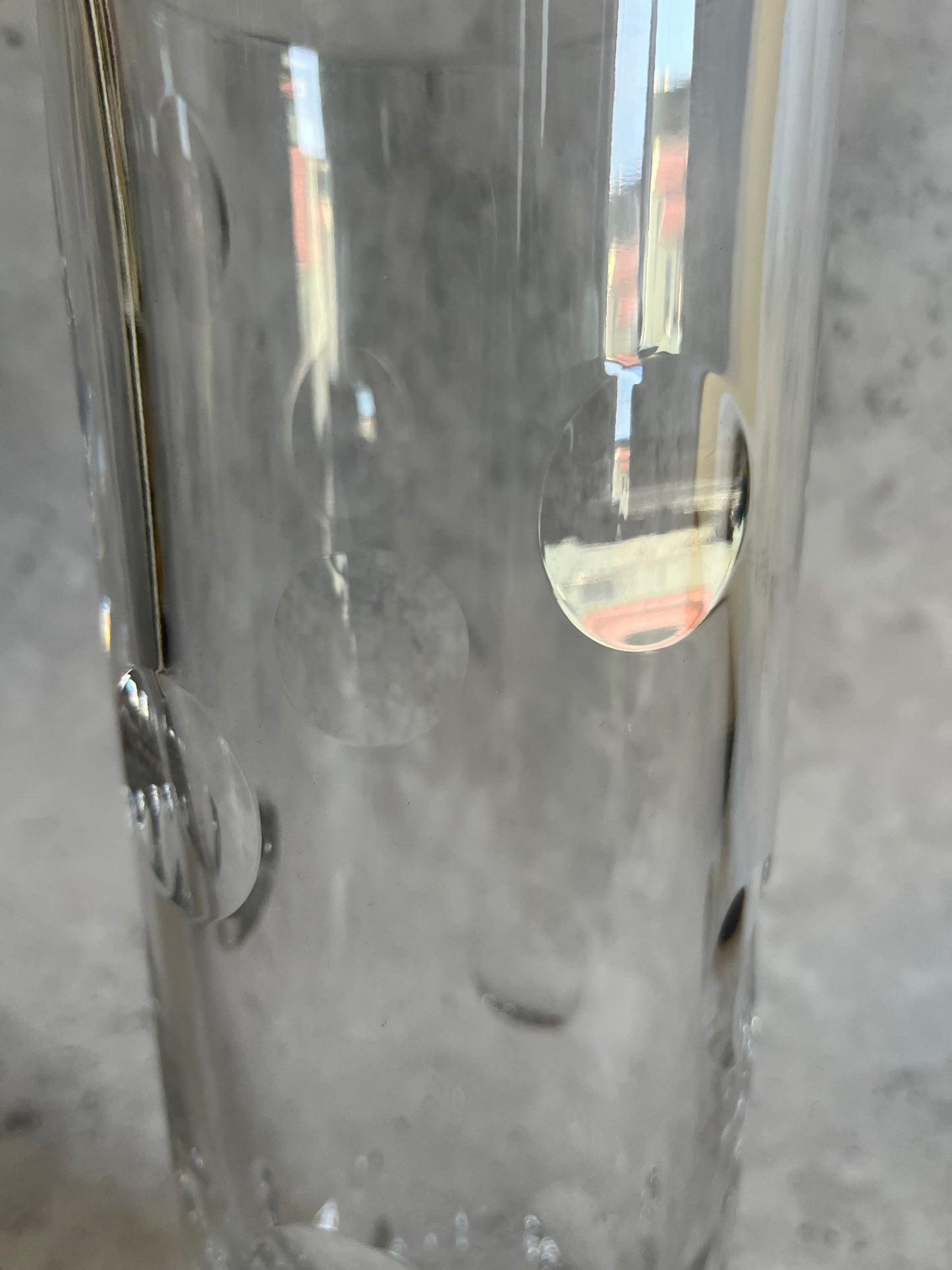 Vintage Clear Glass Dot Design Cylinder Vase Minimal Design Vase