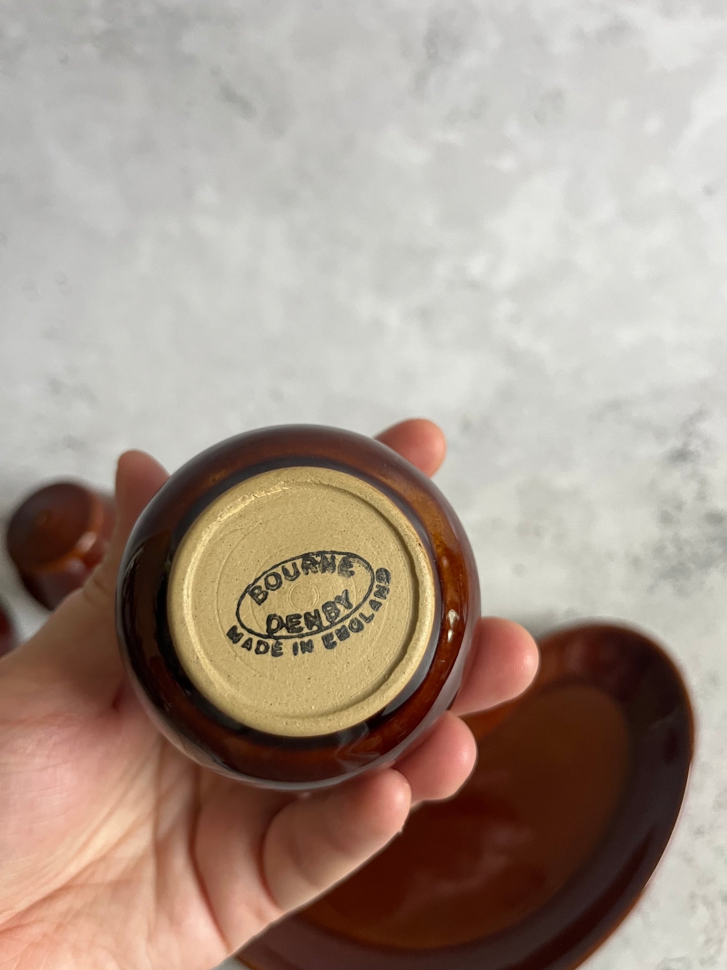Vintage Bourne Denby Condiment Set Homestead Brown Glaze Cruet Set