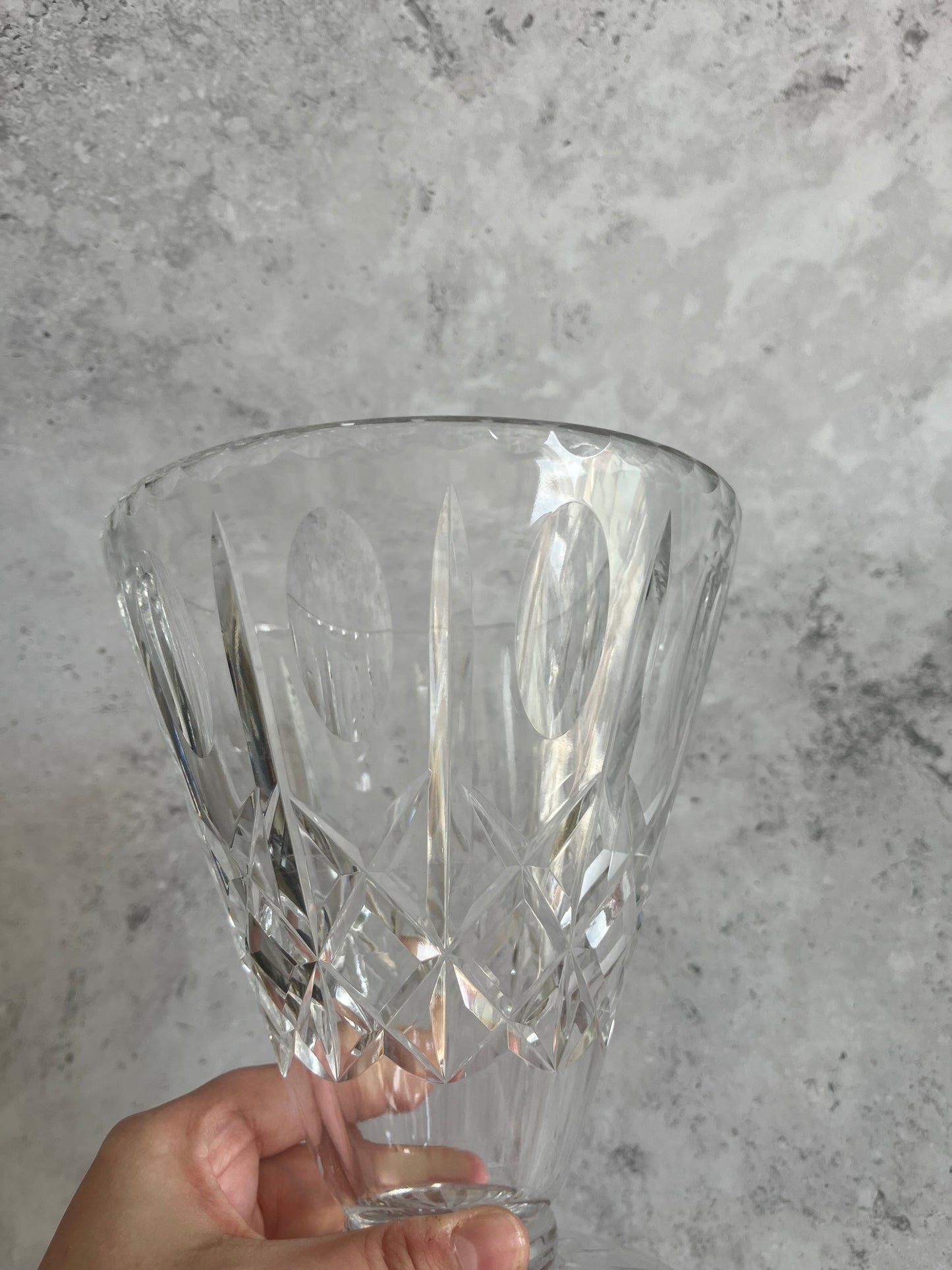 Vintage Clear Glass Art Deco Style Conical Vase Footed 7.5’’ High