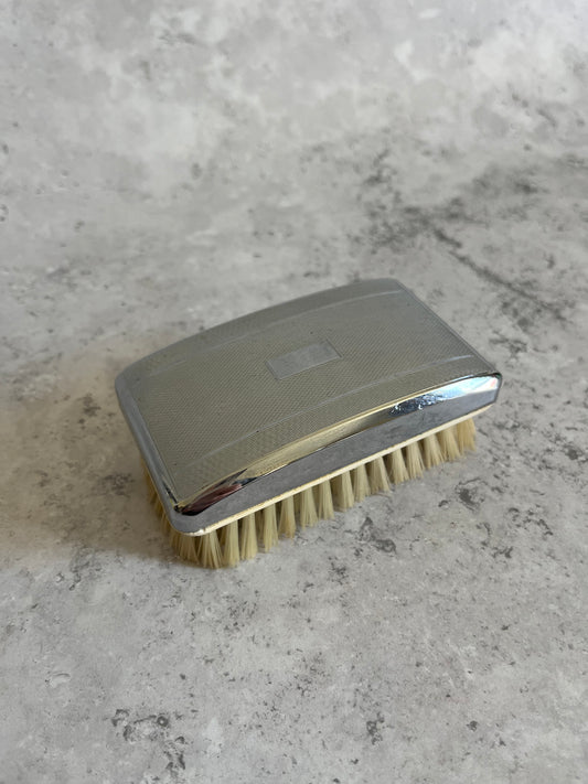 Vintage Chrome Plated Clothes Brush Mens Travel Brush Nylon Bristles