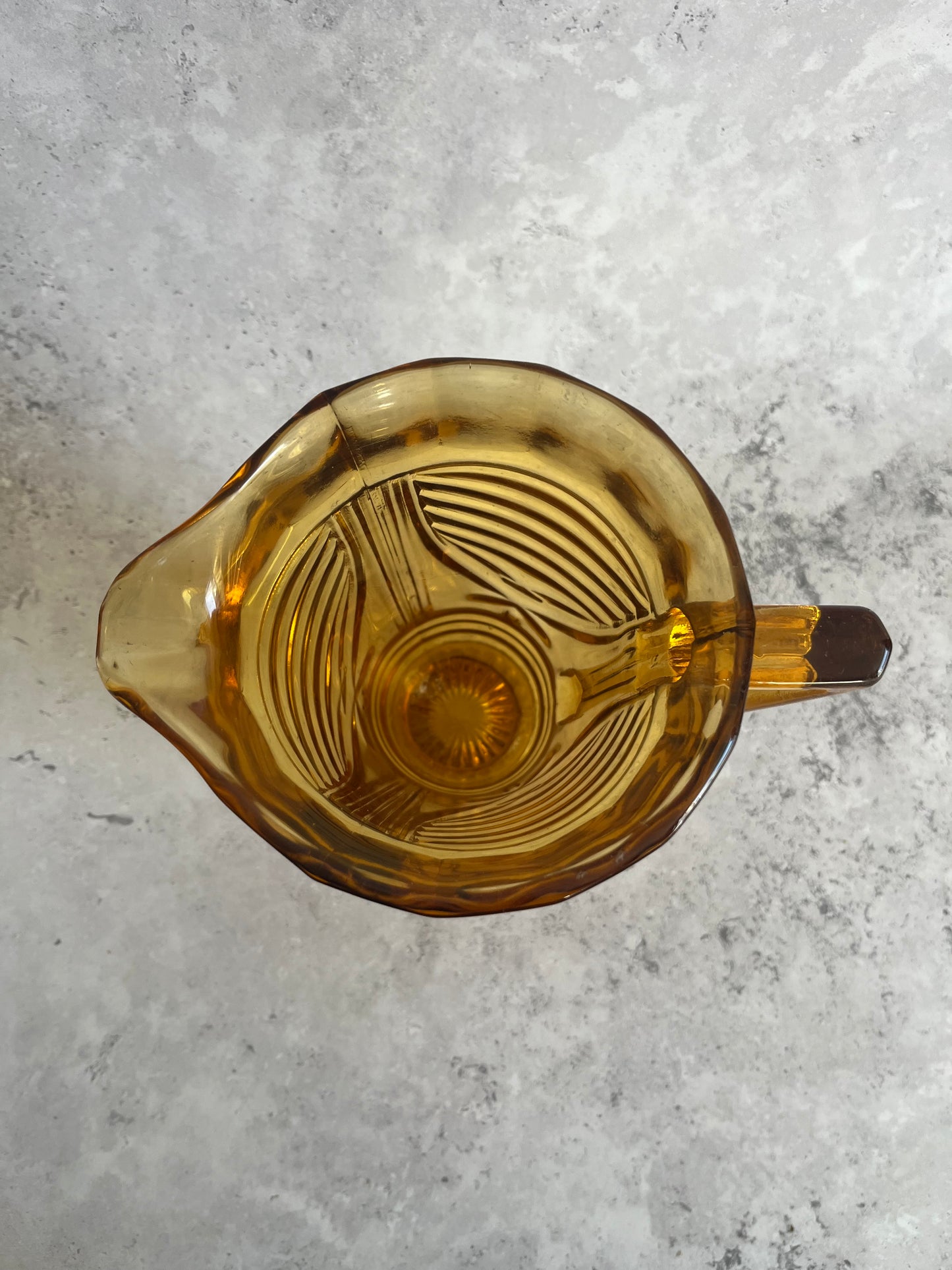 Sowerby Pressed Amber Glass Water Jug Art Deco Pitcher 1930’s Glassware
