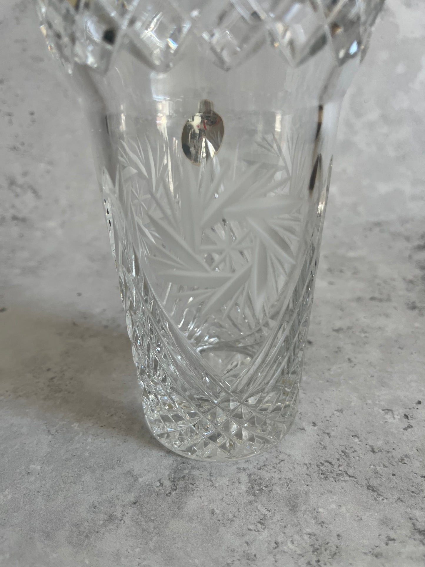 Vintage Dresden Germany Hand Cut 24% Lead Crystal Pinwheel Vase