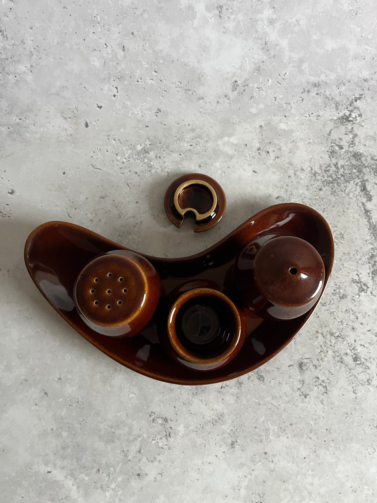 Vintage Bourne Denby Condiment Set Homestead Brown Glaze Cruet Set
