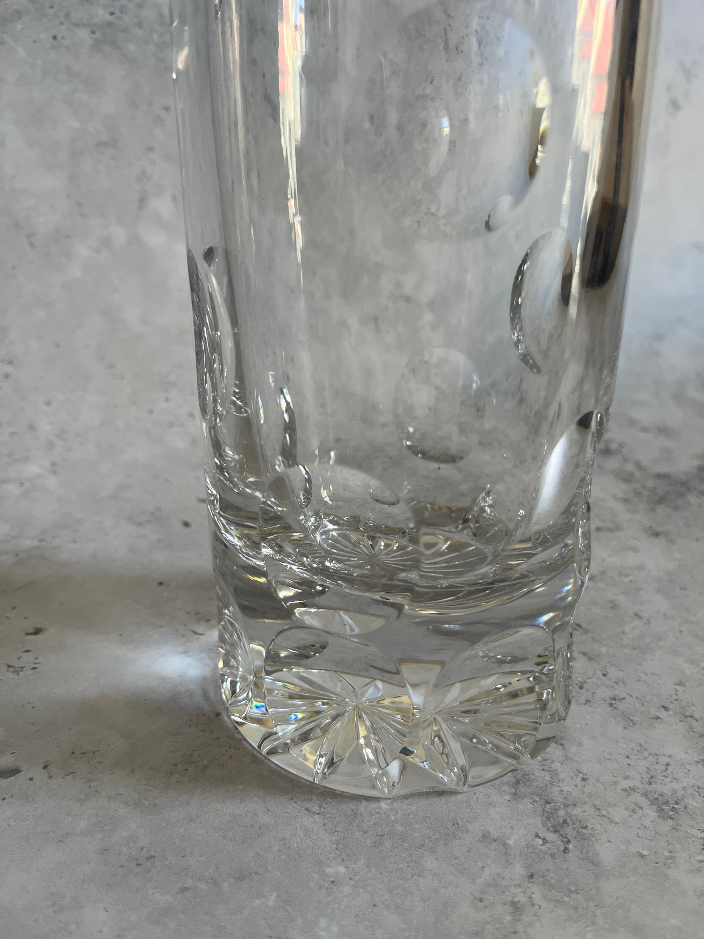 Vintage Clear Glass Dot Design Cylinder Vase Minimal Design Vase