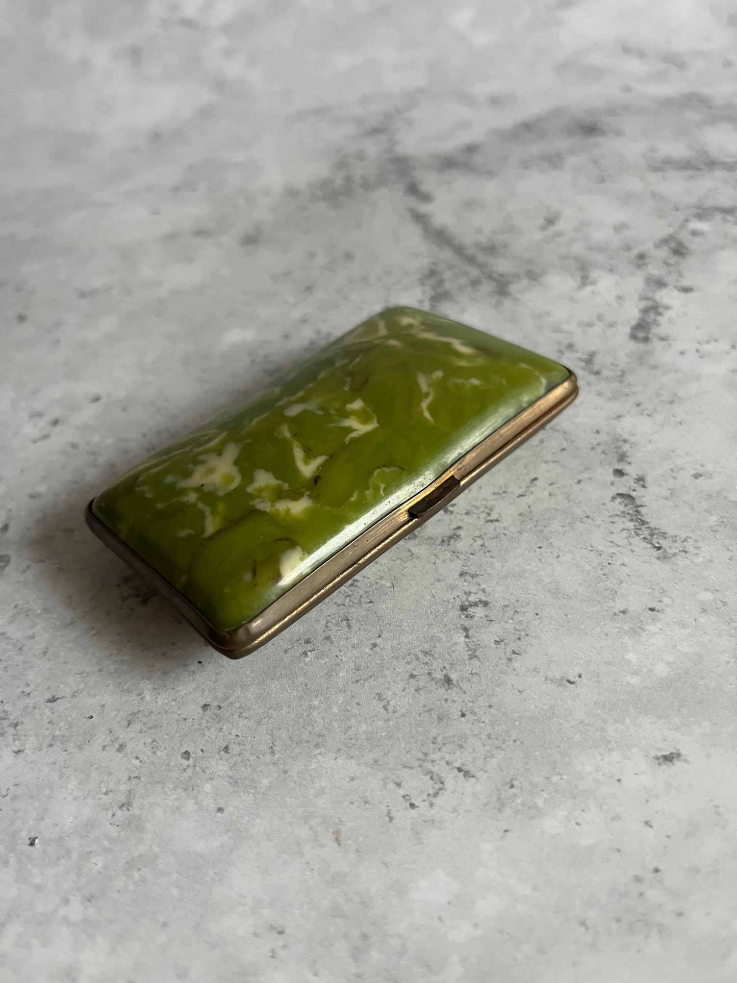 Vintage Celluloid Green Marble Effect Cigarette Case Small Portable Case