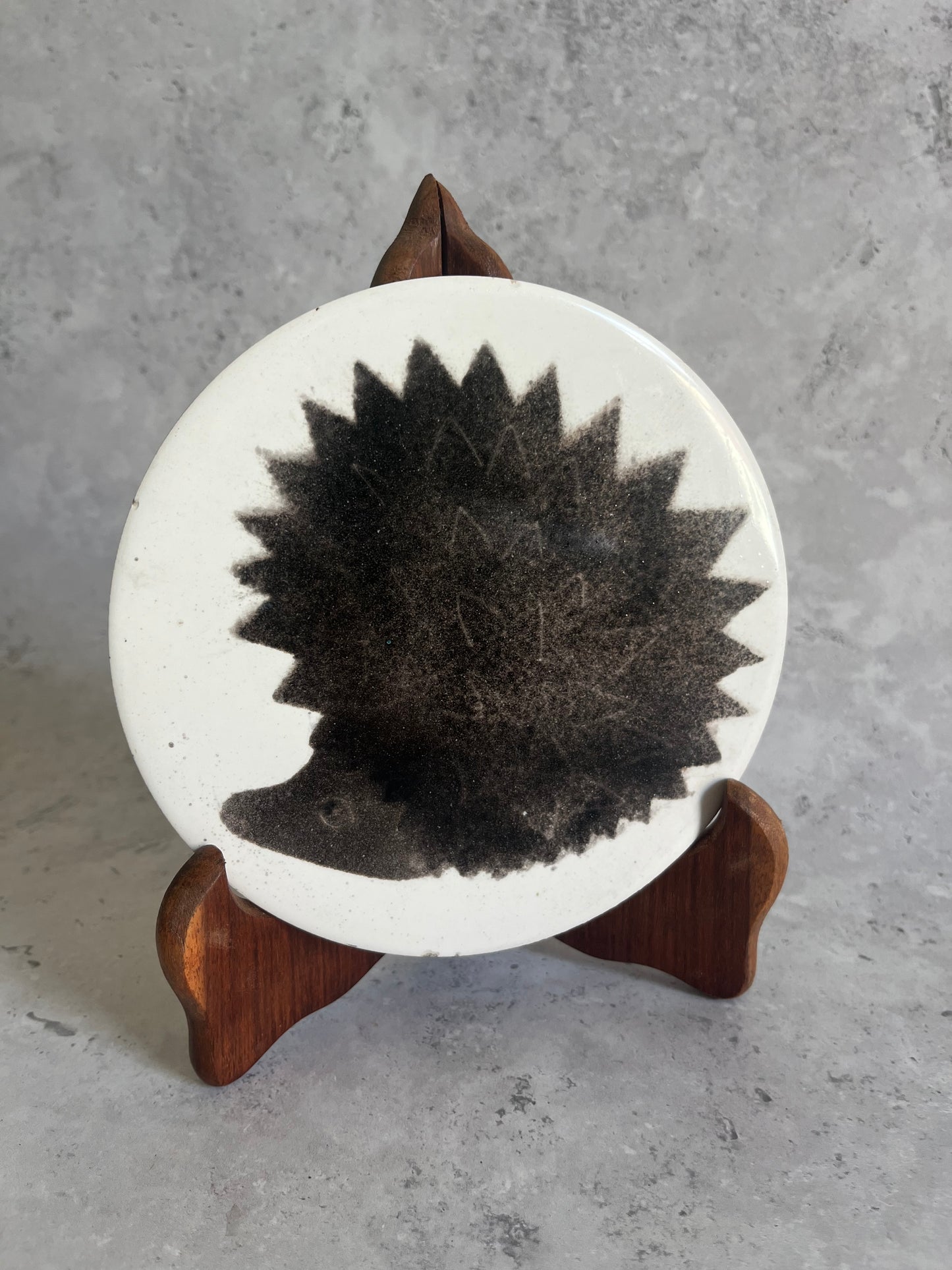 Vintage Hand Painted H&R Johnson Hedgehog Wall Tile Ceramic Trivet