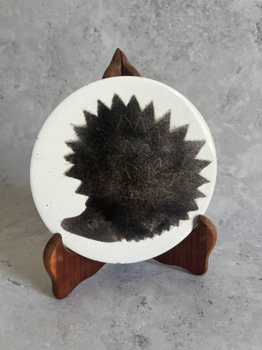 Vintage Hand Painted H&R Johnson Hedgehog Wall Tile Ceramic Trivet