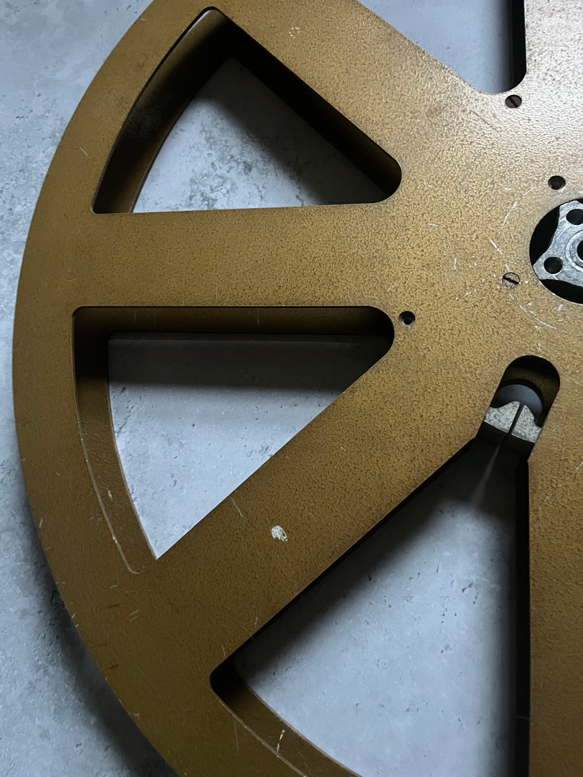 Vintage 24 inch 35mm Platter Film Reel Gold Coloured Professional Use
