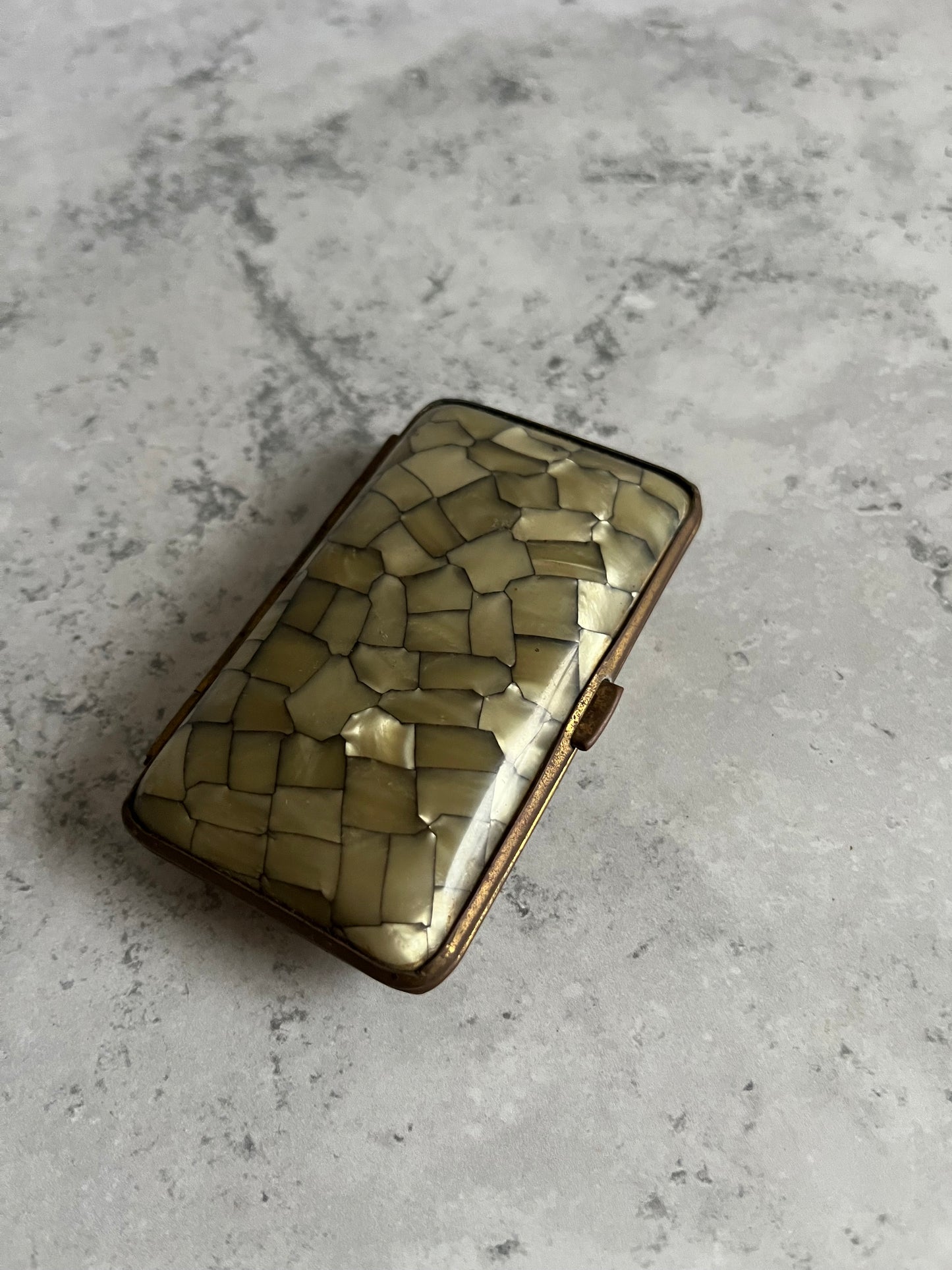 Vintage Mother Of Pearl Mosaic Pattern Cigarette Case Portable Case