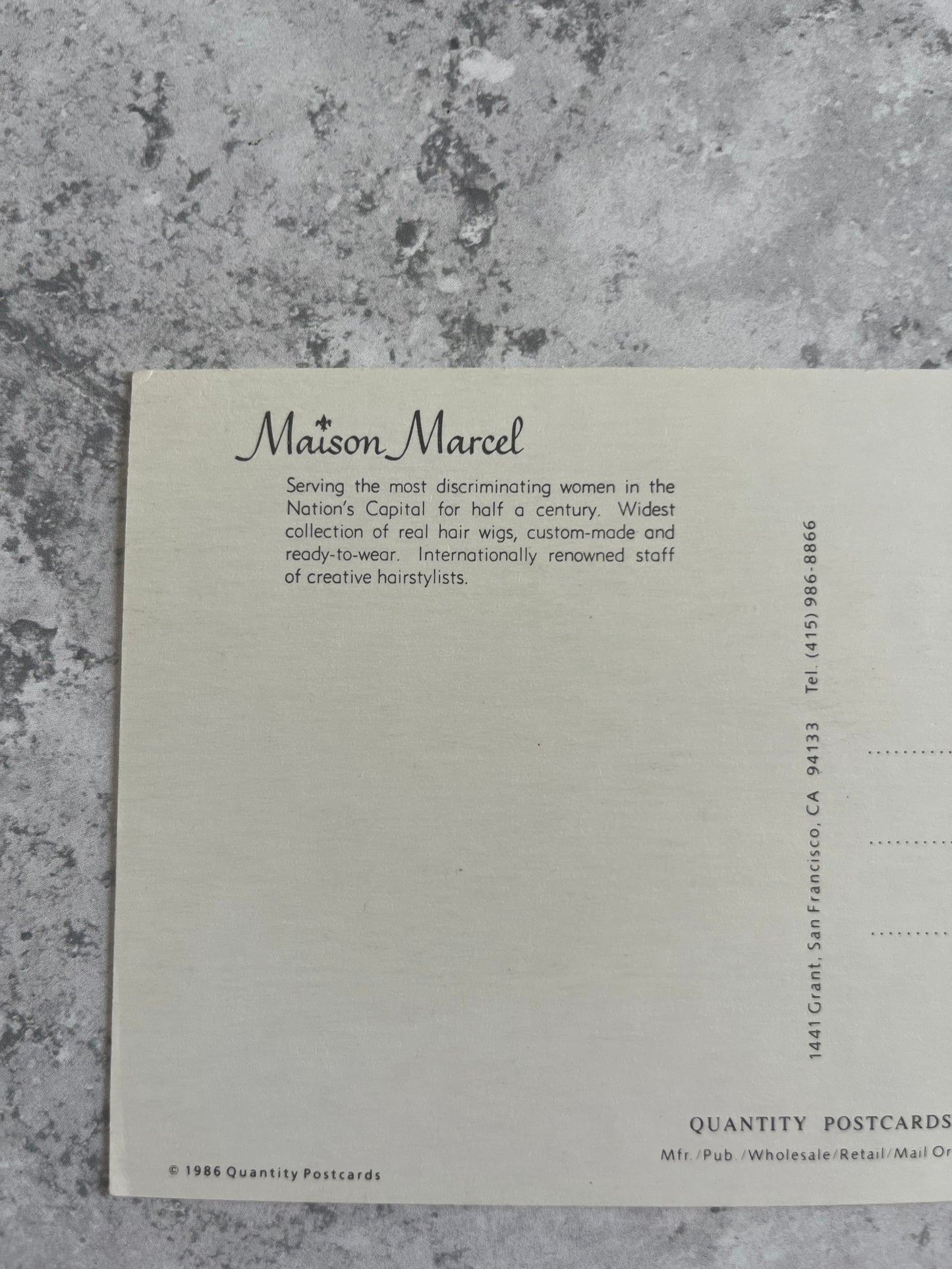 Vintage Maison Marcel Wig Advertising Blank Postcard 1980s