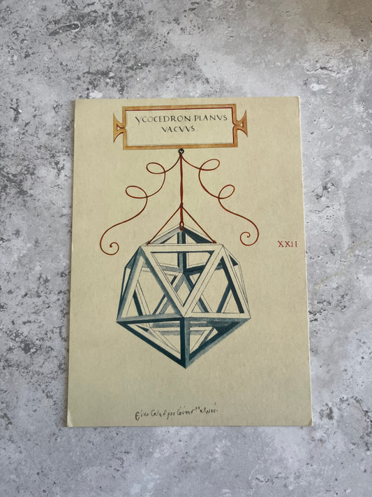 Leonardo Da Vinci Icosahedron Shape Art Postcard Divine Proportion Illustration