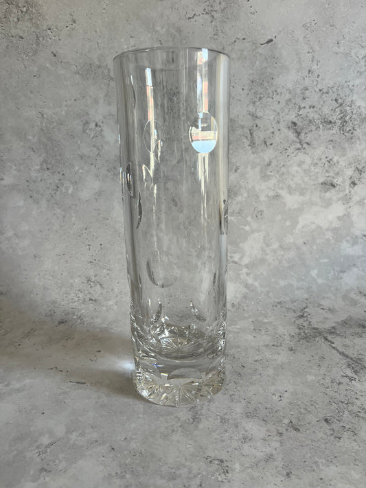 Vintage Clear Glass Dot Design Cylinder Vase Minimal Design Vase